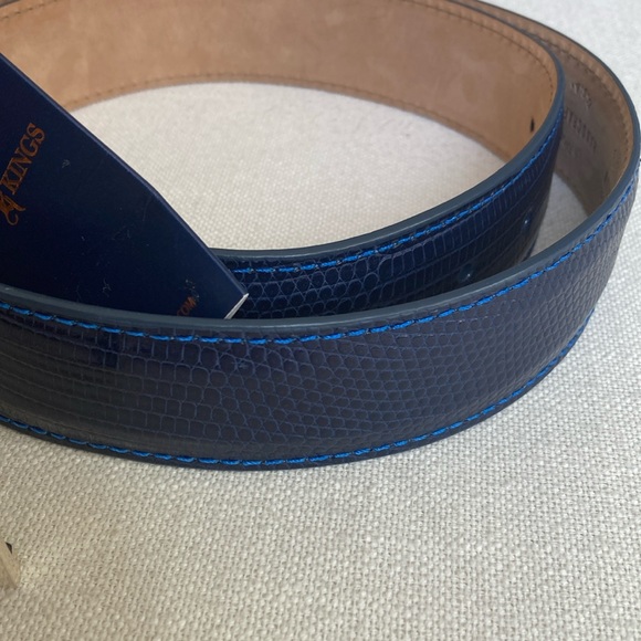 NWT | LINKS & KINGS | Exotic Lizard Luxury Belt in Navy - Picture 15 of 16